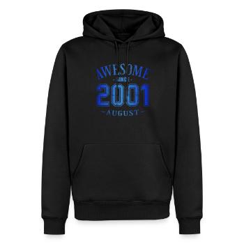 Août 2001 - Anniversaire en août Génial - Sweat à capuche Premium bio Homme - noir - Devant - Nico (187cm)