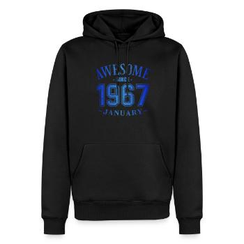 Janvier 1967 - Anniversaire en janvier Génial - Sweat à capuche Premium bio Homme - noir - Devant - Nico (187cm)