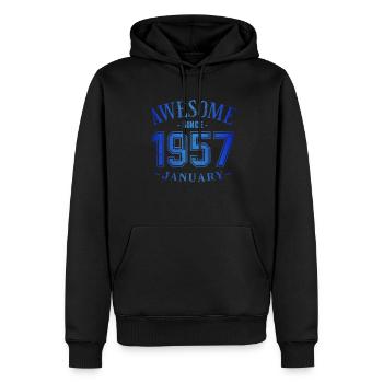 Janvier 1957 - Anniversaire en janvier Génial - Sweat à capuche Premium bio Homme - noir - Devant - Nico (187cm)