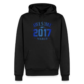 Mars 2017 - Anniversaire en mars Génial - Sweat à capuche Premium bio Homme - noir - Devant - Nico (187cm)