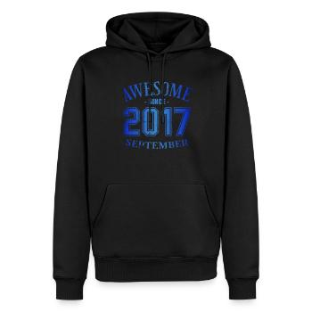 Septembre 2017 - Anniversaire en septembre Génial - Sweat à capuche Premium bio Homme - noir - Devant - Nico (187cm)