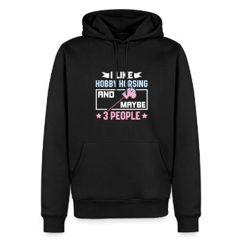 I Like Hobby Horsing & 3 People - Hobby Horse - Men’s Premium Organic Hoodie - black - Front - Nico (187cm)