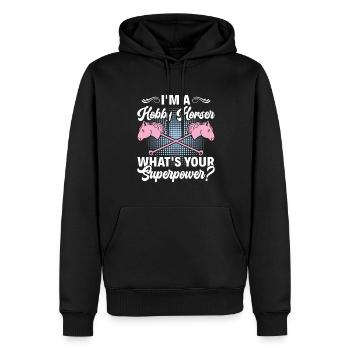 What's your Superpower - Hobby Horse Steckenpferd - Men’s Premium Organic Hoodie - black - Front - Nico (187cm)