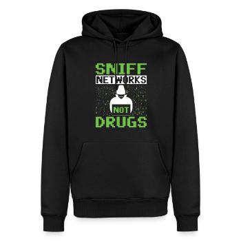 Sniff Networks Not Drugs - Hacker éthique - Sweat à capuche Premium bio Homme - noir - Devant - Nico (187cm)
