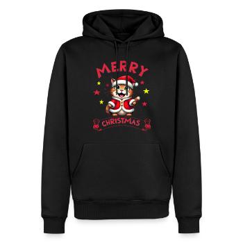 Joyeux Noël Catmas Drôle Père Noël Chat - Sweat à capuche Premium bio Homme - noir - Devant - Nico (187cm)