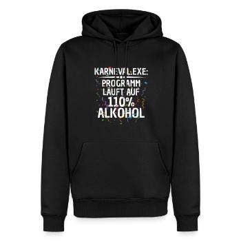 Le programme fonctionne avec 110 % d’alcool - Drôle - Sweat à capuche Premium bio Homme - noir - Devant - Nico (187cm)