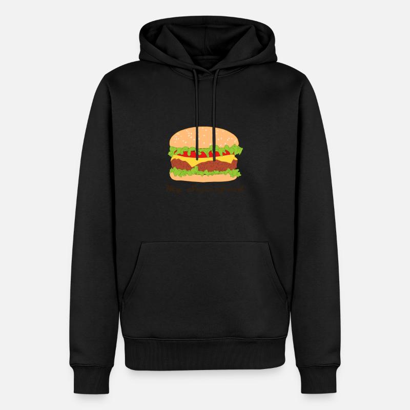 Comic Hamburger avec slogan - Sweat à capuche Premium bio Homme - noir