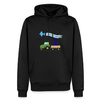 Premier anniversaire avec tracteur - Sweat à capuche Premium bio Homme - noir - Devant - Nico (187cm)