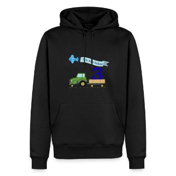Troisième anniversaire avec tracteur - Sweat à capuche Premium bio Homme - noir - Devant - Nico (187cm)