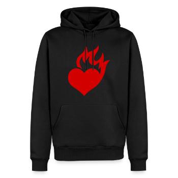Heart Flame Saint-Valentin En Amour - Sweat à capuche Premium bio Homme - noir - Devant - Nico (187cm)