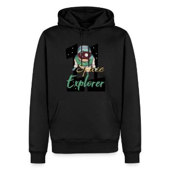 Astronaute dans l’espace - 11e anniversaire - Sweat à capuche Premium bio Homme - noir - Devant - Nico (187cm)
