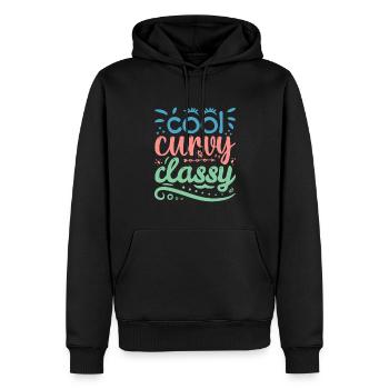 Cool Curvy Classy Body Positivity Women - Männer Premium Bio Hoodie - Schwarz - Vorne - Nico (187cm)