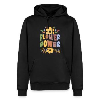 Flower Power Hippie 1960's Retro Flowers - Men’s Premium Organic Hoodie - black - Front - Nico (187cm)