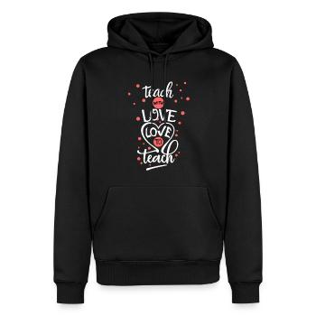 Enseigner avec amour - Aimer enseigner le design scolaire - Sweat à capuche Premium bio Homme - noir - Devant - Nico (187cm)