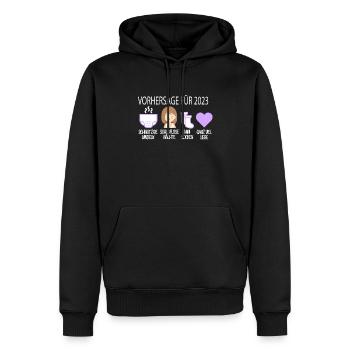 Vorhersage 2023 Werdender Papa Werdende Mama - Männer Premium Bio Hoodie - Schwarz - Vorne - Nico (187cm)