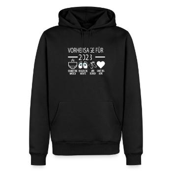Vorhersage 2023 Werdender Papa Werdende Mama - Männer Premium Bio Hoodie - Schwarz - Vorne - Nico (187cm)