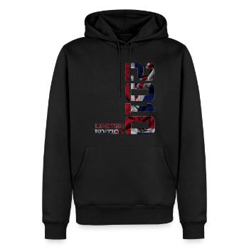 ÉDITION LIMITÉE ANGLETERRE 2010 ANNIVERSAIRE BRITANNIQUE - Sweat à capuche Premium bio Homme - noir - Devant - Nico (187cm)