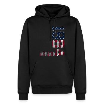 ÉDITION LIMITÉE 1984 ANNIVERSAIRE AMÉRICAIN - Sweat à capuche Premium bio Homme - noir - Devant - Nico (187cm)