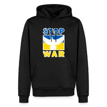 Stoppt den Krieg Frieden für die Ukraine - Männer Premium Bio Hoodie - Schwarz - Vorne - Nico (187cm)