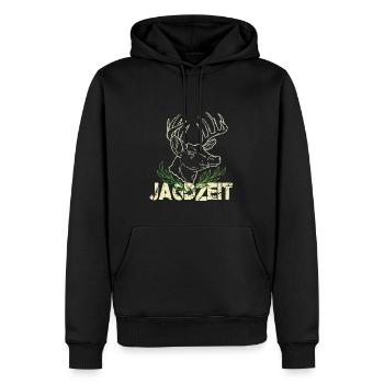 Jäger Pirsch Hirsch Jagdzeit Jagen Jägerin - Männer Premium Bio Hoodie - Schwarz - Vorne - Nico (187cm)