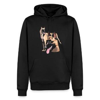 les deux malinois - Sweat à capuche Premium bio Homme - noir - Devant - Nico (187cm)