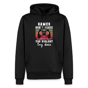 Games don't make violent lag does funny gamer - Men’s Premium Organic Hoodie - black - Front - Nico (187cm)