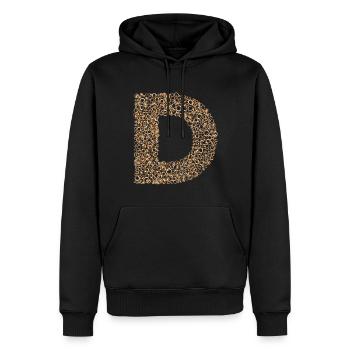 Letter D steampunk design made up of cogs - Men’s Premium Organic Hoodie - black - Front - Nico (187cm)