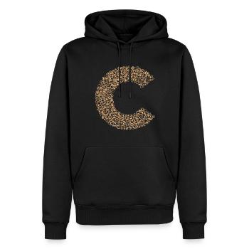 Letter C steampunk design made up of cogs - Men’s Premium Organic Hoodie - black - Front - Nico (187cm)