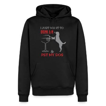 I just want to drink gin & pet my dog - Men’s Premium Organic Hoodie - black - Front - Nico (187cm)