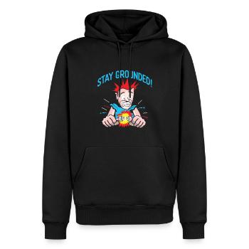 Mens Electrician T-Shirt - Stay Grounded - Men’s Premium Organic Hoodie - black - Front - Nico (187cm)