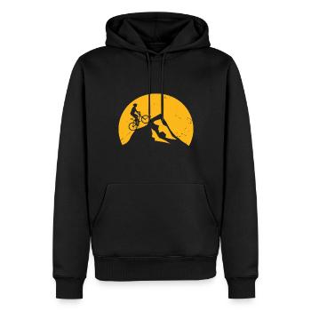 VTT de descente vintage - Sweat à capuche Premium bio Homme - noir - Devant - Nico (187cm)