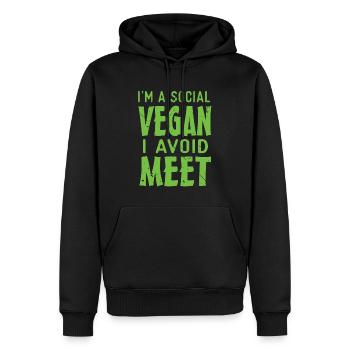Je suis un végétalien social que j’évite de rencontrer - Sweat à capuche Premium bio Homme - noir - Devant - Nico (187cm)