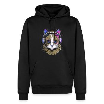 Cat wearing headphones colorful illustration - Men’s Premium Organic Hoodie - black - Front - Nico (187cm)