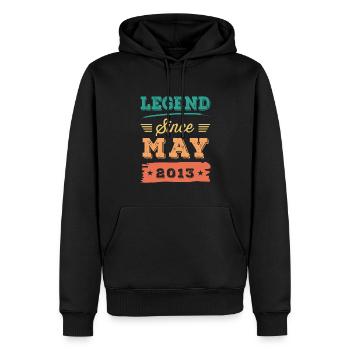 T-shirt anniversaire Legend Since May 2013 - Sweat à capuche Premium bio Homme - noir - Devant - Nico (187cm)