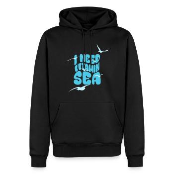 J’ai besoin de vitamine Mer - Vacances Été Mouettes Mer - Sweat à capuche Premium bio Homme - noir - Devant - Nico (187cm)