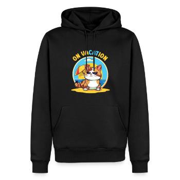 Sunbathing cat on vacation - Men’s Premium Organic Hoodie - black - Front - Nico (187cm)