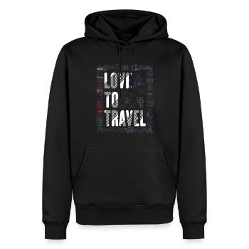 Stamp Flight Travel Holiday Cruise - Men’s Premium Organic Hoodie - black - Front - Nico (187cm)