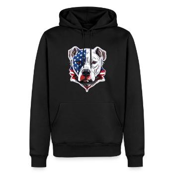American Pitbull with US flag background - Men’s Premium Organic Hoodie - black - Front - Nico (187cm)