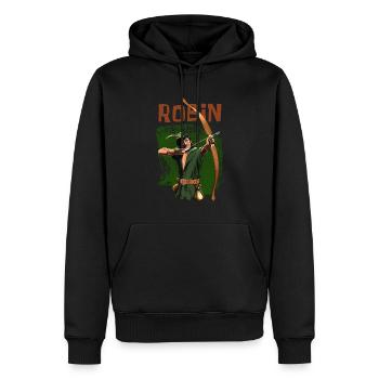Robin des Bois - Bow and Arrow - Cadeau - Sweat à capuche Premium bio Homme - noir - Devant - Nico (187cm)