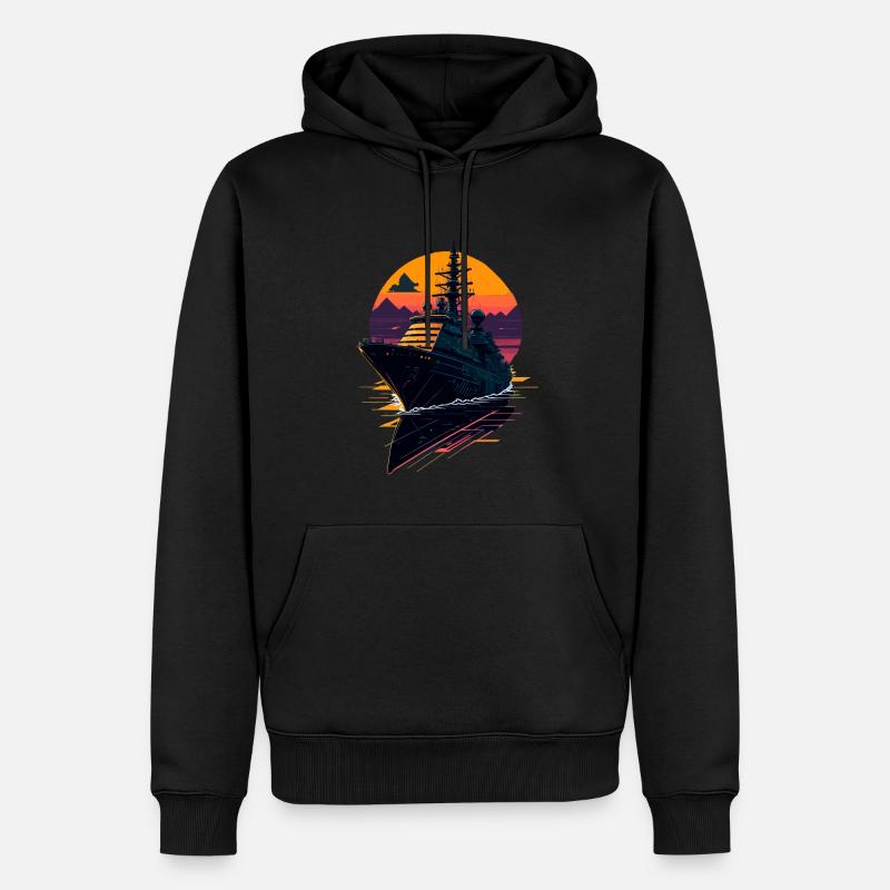 Kriegsschiff der Zerstörer - Männer Premium Bio Hoodie - Schwarz