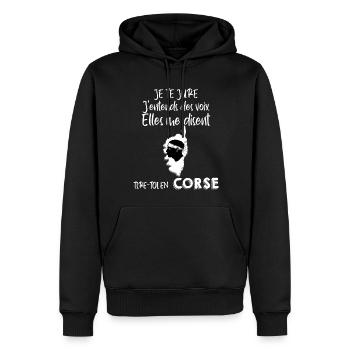 La Corse Est Dans Ma Tête Cadeau Ile De Beauté - Sweat à capuche Premium bio Homme - noir - Devant - Nico (187cm)