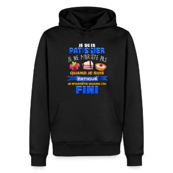 Notre Pâtissier on l'Aime Humour Homme - Sweat à capuche Premium bio Homme - noir - Devant - Nico (187cm)