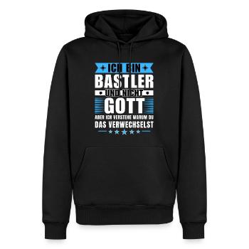 Ich bin Bastler und nicht Gott - Männer Premium Bio Hoodie - Schwarz - Vorne - Nico (187cm)