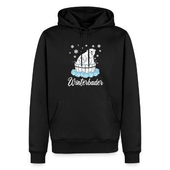 Winterbader Eisbär Eisbaden Eisbad Spruch - Männer Premium Bio Hoodie - Schwarz - Vorne - Nico (187cm)