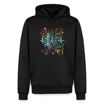 Herzkurve - Helau - Konfetti - Fasching - Männer Premium Bio Hoodie - Schwarz - Vorne - Nico (187cm)