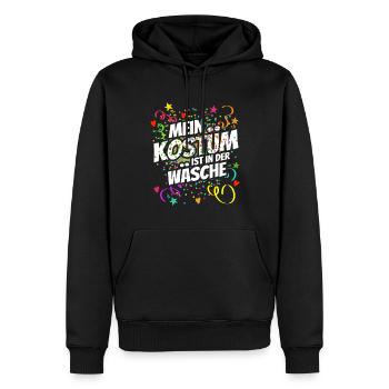 Mein Kostüm ist in der Wäsche - Karneval - Spruch - Männer Premium Bio Hoodie - Schwarz - Vorne - Nico (187cm)