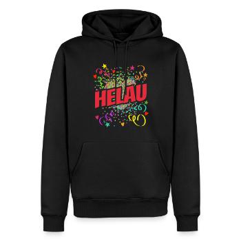 Helau Herz - Fasching - Karneval - Verkleidung - Männer Premium Bio Hoodie - Schwarz - Vorne - Nico (187cm)