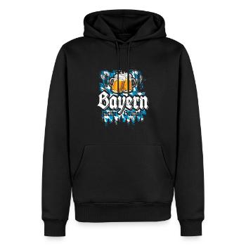 Servus - Gruß aus Bayern - meine Heimat - Männer Premium Bio Hoodie - Schwarz - Vorne - Nico (187cm)