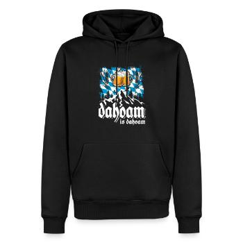 Dahoam is dahoam Bierglas Berge Bayern Heimat - Männer Premium Bio Hoodie - Schwarz - Vorne - Nico (187cm)