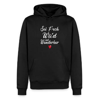 Frech Wild Wunderbar Freche Mädchen Sprüche - Männer Premium Bio Hoodie - Schwarz - Vorne - Nico (187cm)